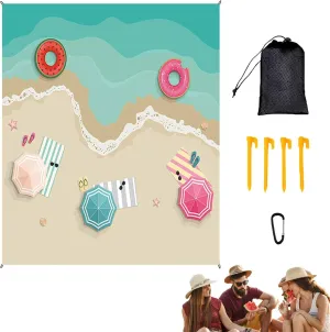 Outdoor Beach Picnic Mat - Picnic Blankets, Sand frees Beach Blanket | Foldable Outdoor Blanket with 4 Windproof Nails, Portable Extra Large Sand Proof and Waterproof Picnic Mat for Party