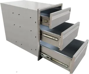 Outdoor Kitchen Drawer 16" W x 21" H x 23" D, 304 Stainless Steel Flush Mount Triple Layer Access BBQ Drawers, BBQ Island Drawers for Outdoor Kitchen, Grill Station