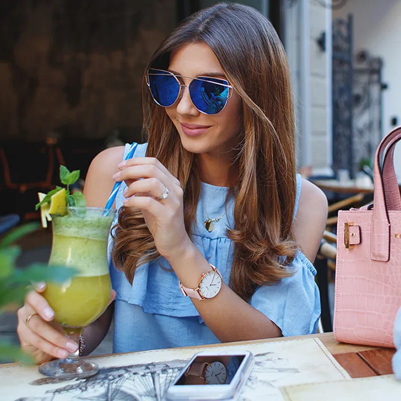 Oversize Thin Cross Brow Mirrored Flat Lens Sunglasses