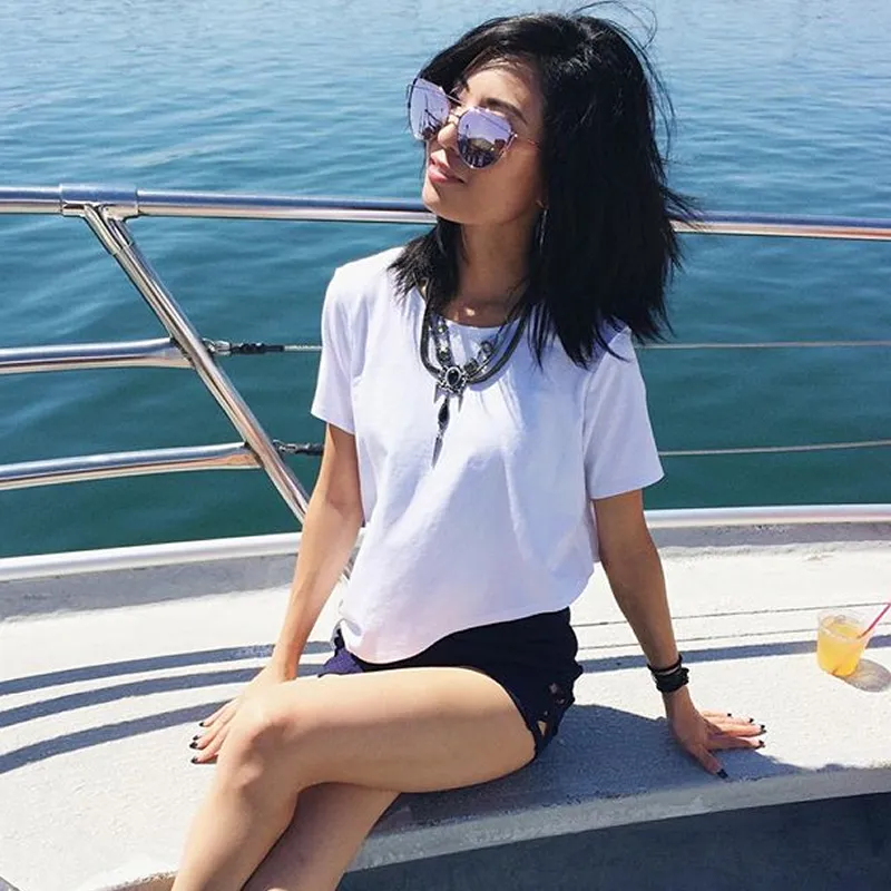 Oversize Thin Cross Brow Mirrored Flat Lens Sunglasses
