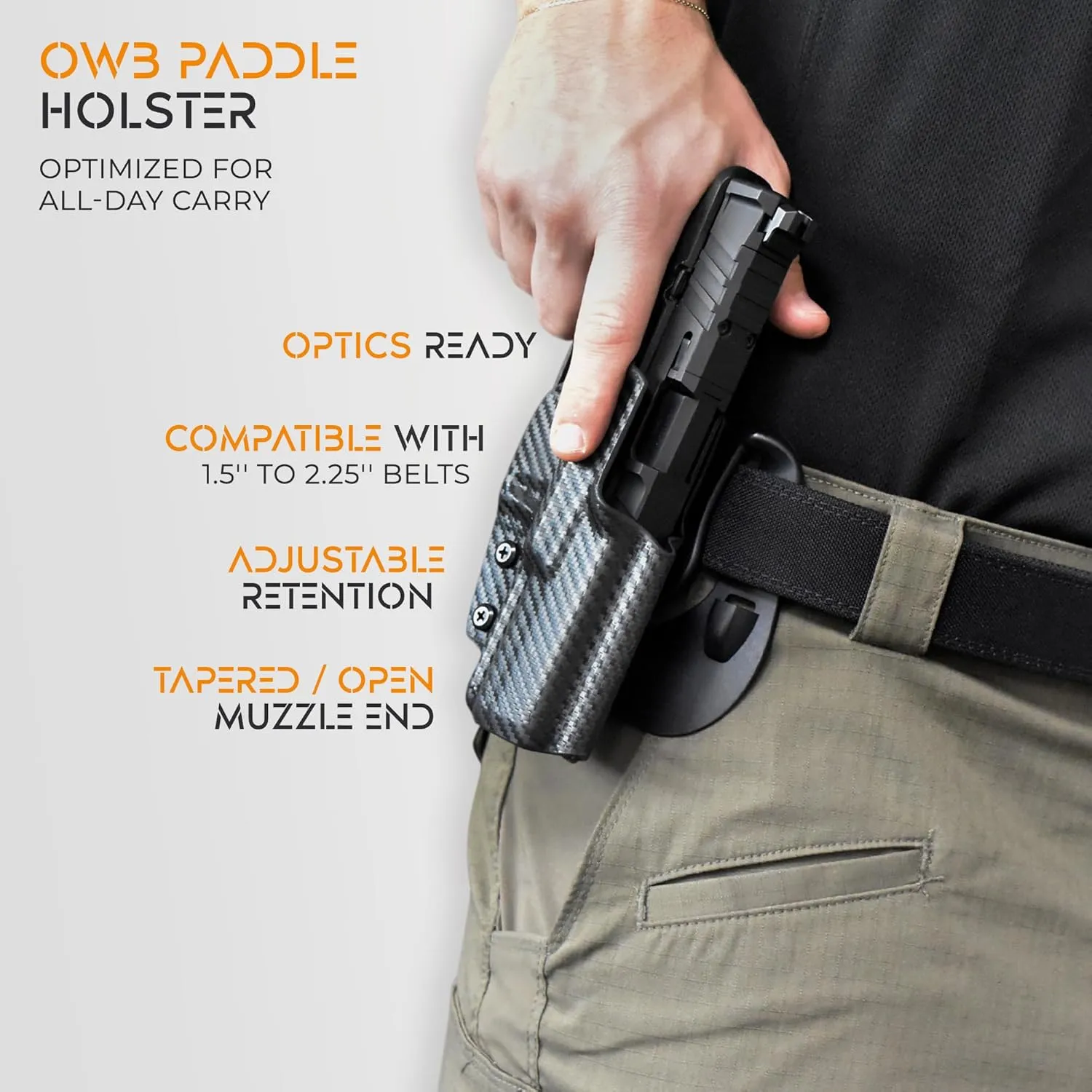 OWB Paddle Holster Fits Shadow Systems MR920L Outside The Waistband Carry Gun Holster Kydex American Made OWB with Paddle Attachment
