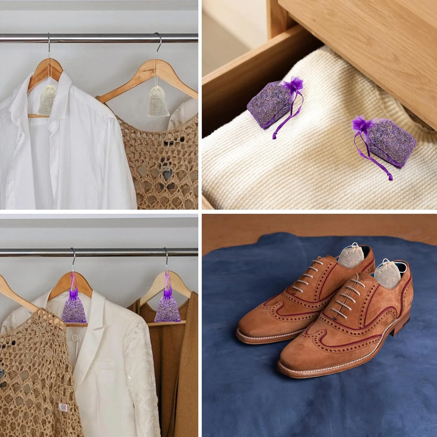 Pack of 36 Cedar Chips and Lavender Sachets (18 Lavender Sachets, 18 Cedar Sachets) - Home Fragrance Sachet for Drawers and Closets, LV-F-LC-2