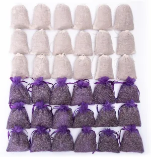 Pack of 36 Cedar Chips and Lavender Sachets (18 Lavender Sachets, 18 Cedar Sachets) - Home Fragrance Sachet for Drawers and Closets, LV-F-LC-2