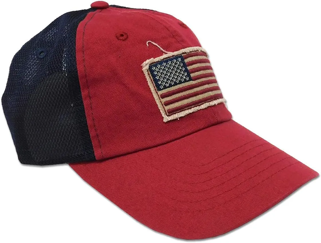 Panama Jack USA Baseball Cap - Lightweight, American Flag Patch, Mesh Backing, 3" Wide Bill Brim, T-Slide Closure