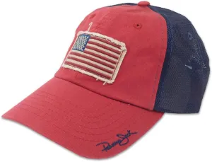 Panama Jack USA Baseball Cap - Lightweight, American Flag Patch, Mesh Backing, 3" Wide Bill Brim, T-Slide Closure