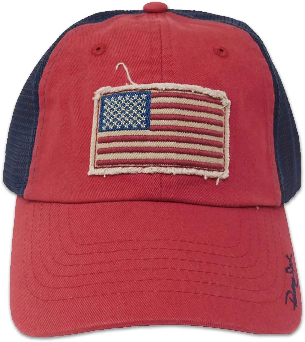 Panama Jack USA Baseball Cap - Lightweight, American Flag Patch, Mesh Backing, 3" Wide Bill Brim, T-Slide Closure