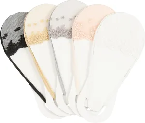 Panda Bros Women's Lace No Show Socks Low Cut Non Slip, Invisible with Flats, Pumps, Boat Liner Socks