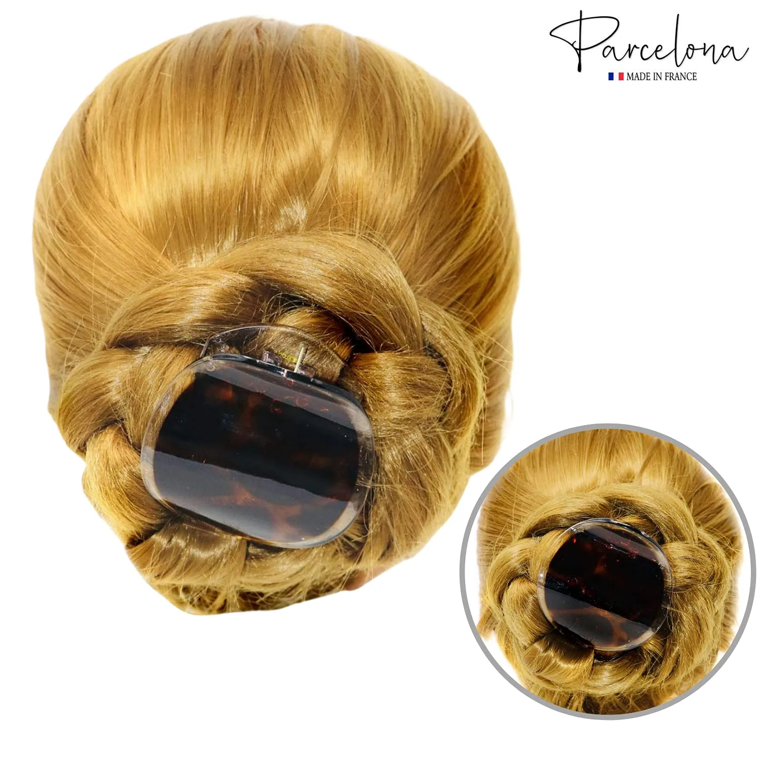 Parcelona France Onde Crystal Brown Tortoise Shell Celluloid Side Slide in Secure Grip Duck Fine Hair Claw for Yoga -2 3/4 Inch