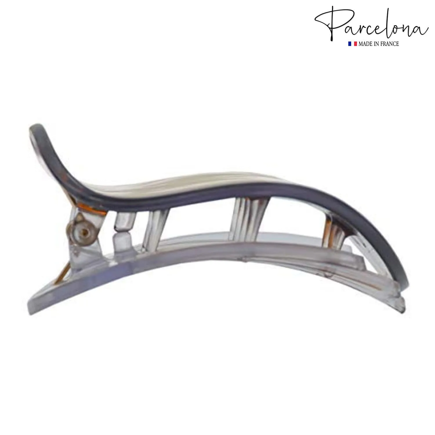 Parcelona France Onde Crystal Brown Tortoise Shell Celluloid Side Slide in Secure Grip Duck Fine Hair Claw for Yoga -2 3/4 Inch