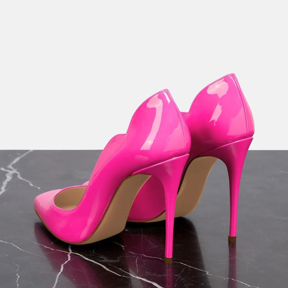 Pazzion Women Chic Sky High Heels Notched Pumps Pointed Toe Stiletto Slip On Formal Event Party Shoes Size 4-16 US