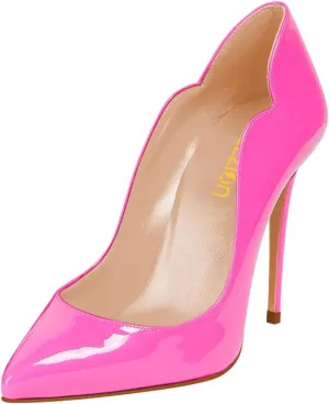 Pazzion Women Chic Sky High Heels Notched Pumps Pointed Toe Stiletto Slip On Formal Event Party Shoes Size 4-16 US