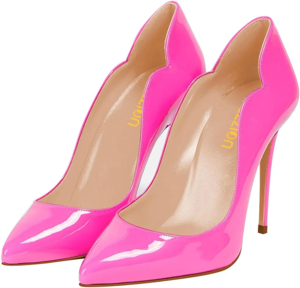 Pazzion Women Chic Sky High Heels Notched Pumps Pointed Toe Stiletto Slip On Formal Event Party Shoes Size 4-16 US