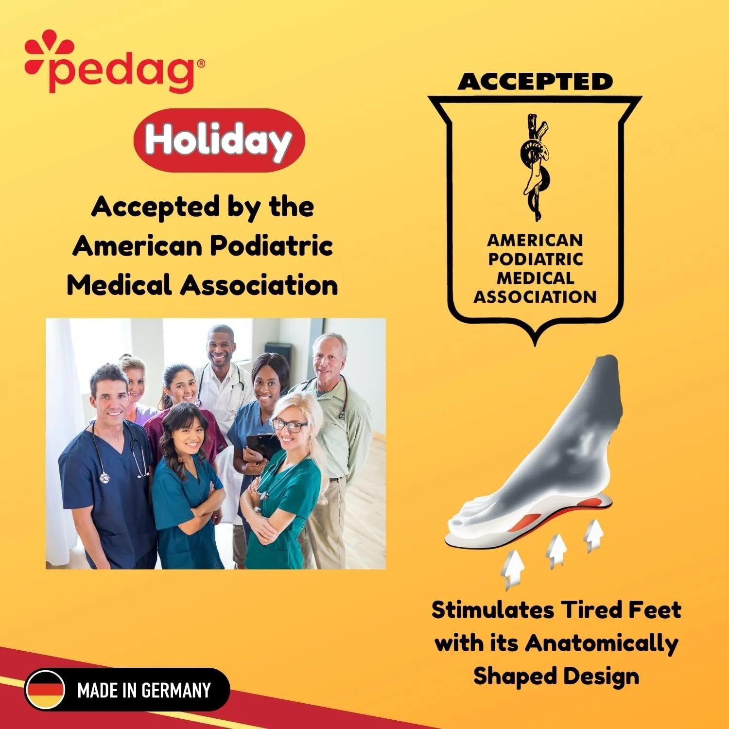 Pedag Holiday | 3/4 Length Sheepskin Orthotic Inserts | Handmade in Germany | Arch Support | Metatarsal Pad | Heel Cushion | Fits Low Profile Tight Shoes | Tan | 1 Pair | US Women 7 / EU 37