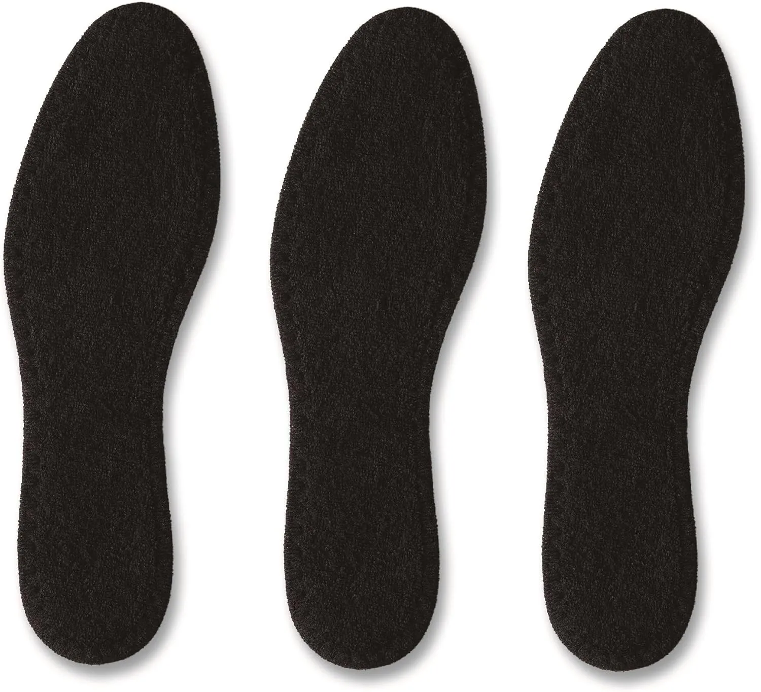Pedag Summer | Terry Cotton Sockless Insoles | Barefoot Insert | Handmade in Germany | Absorbs Sweat & Controls Odor | Wear Without Socks | Washable | US Women 8/ Men 5/ EU 38 | Black | 3 Pair
