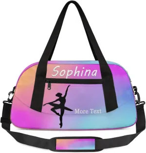Personalized Ballet Bag Bag for Kids Girls and Boys with Name Custom Sport Duffle Bag Overnight Bag Sleepover bag travel bag Weekender Bags Workout Bag for Dance Gift Pink Gradient Ballet