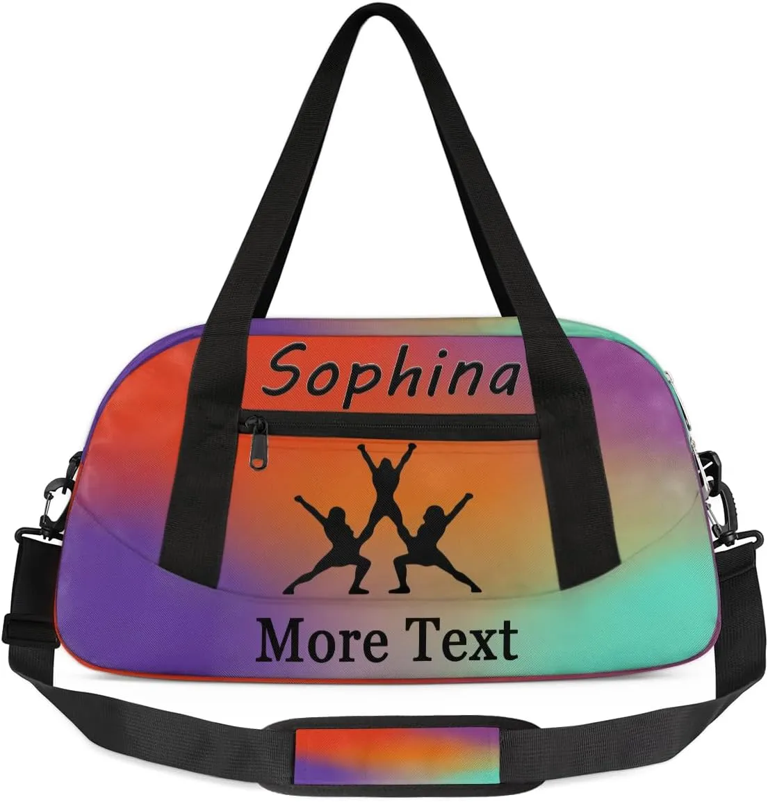 Personalized Cheer Bag for Kids Girls and Boys with Name Custom Sport Duffle Bag for Kids Girls and Boys Overnight Sleepover Bag Travel Bag Weekender Bag for Dance Gift Red Gradient Cheer