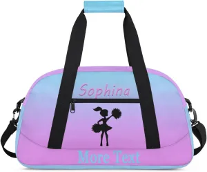 Personalized cheer Bag with Name Custom Sport Duffle Bag for Kids Girls and Boys Overnight Sleepover Bag Travel Bag Weekender Bag for Dance Gift purple blue cheer