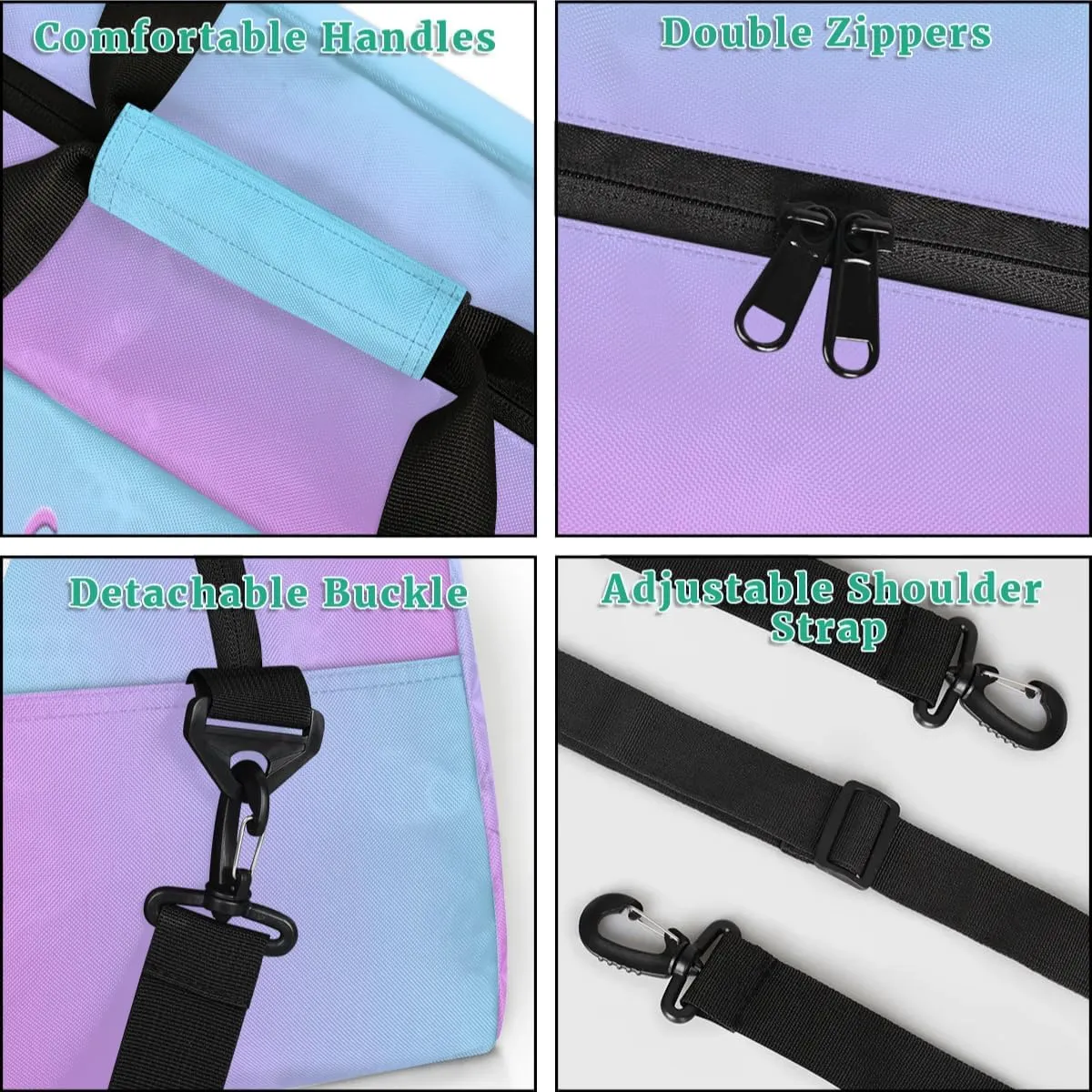 Personalized cheer Bag with Name Custom Sport Duffle Bag for Kids Girls and Boys Overnight Sleepover Bag Travel Bag Weekender Bag for Dance Gift purple blue cheer