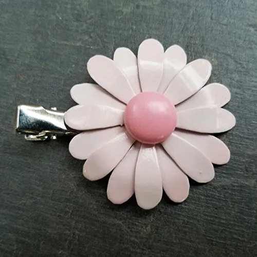 Pink Daisy Hair Clip Brass