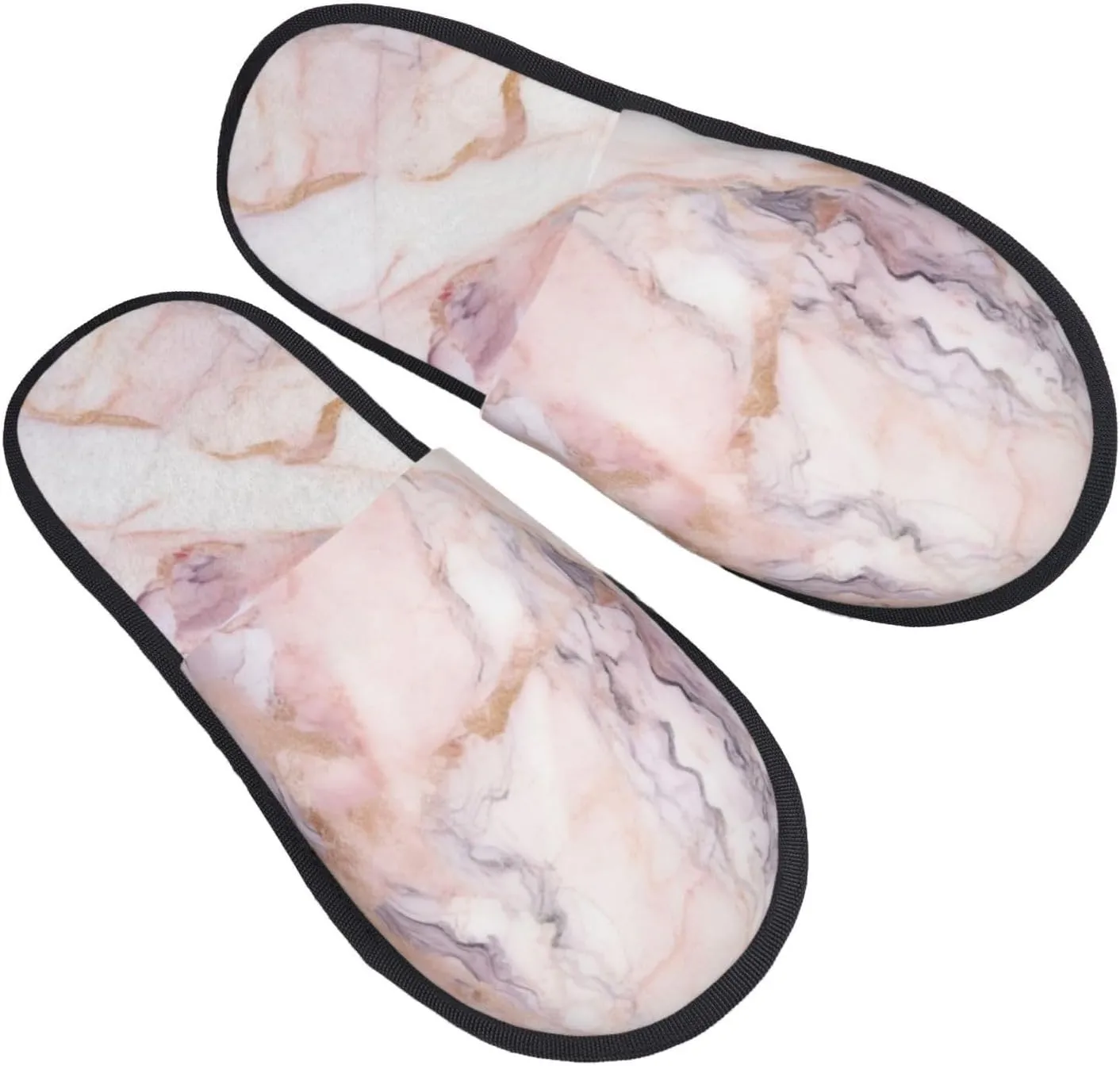 Pink White Marble Pattern Printed Slippers Cozy Indoor Slide Unisex House Slippers Soft Plush Slip-on Slippers