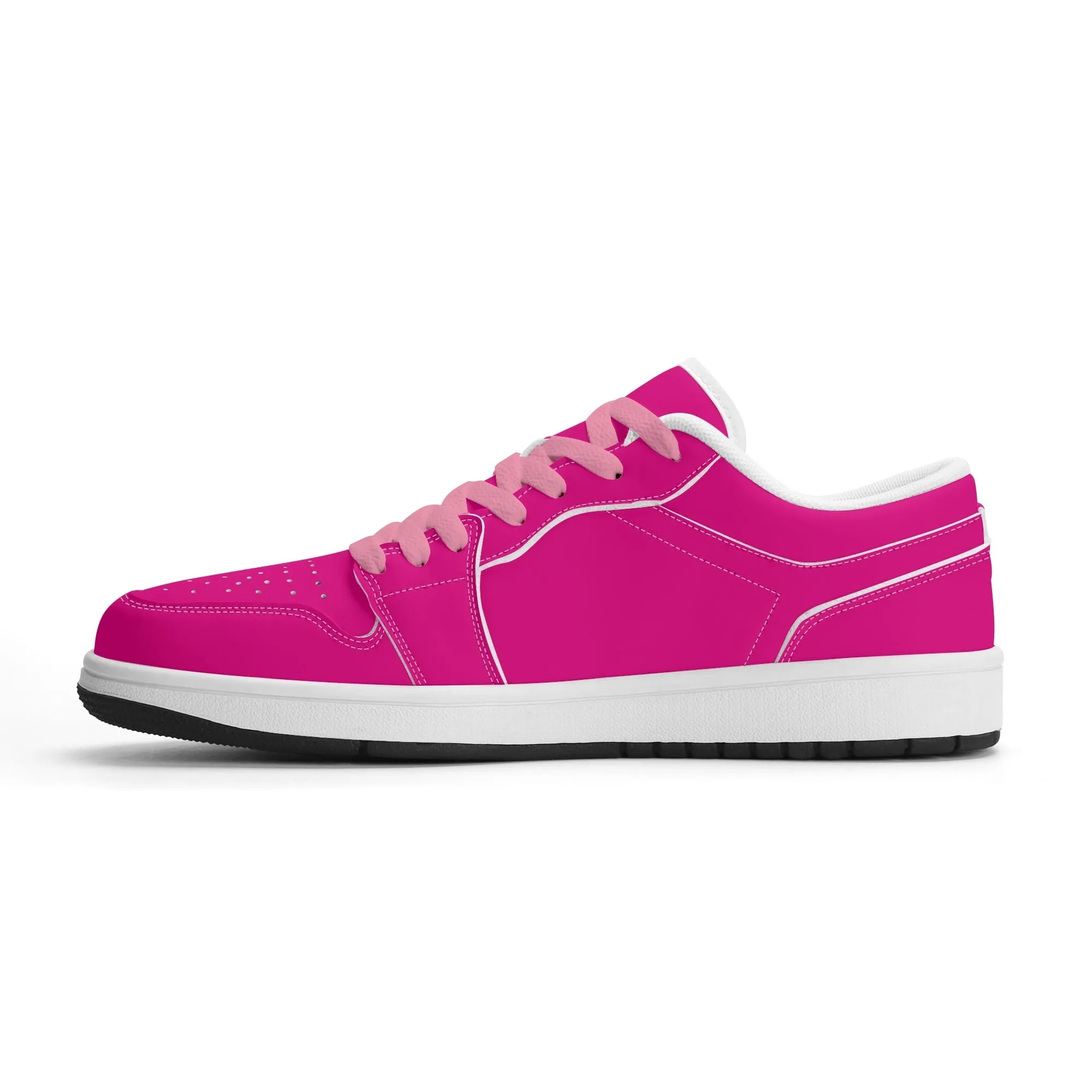 Pinke Low Top Leder Sneaker für Herren