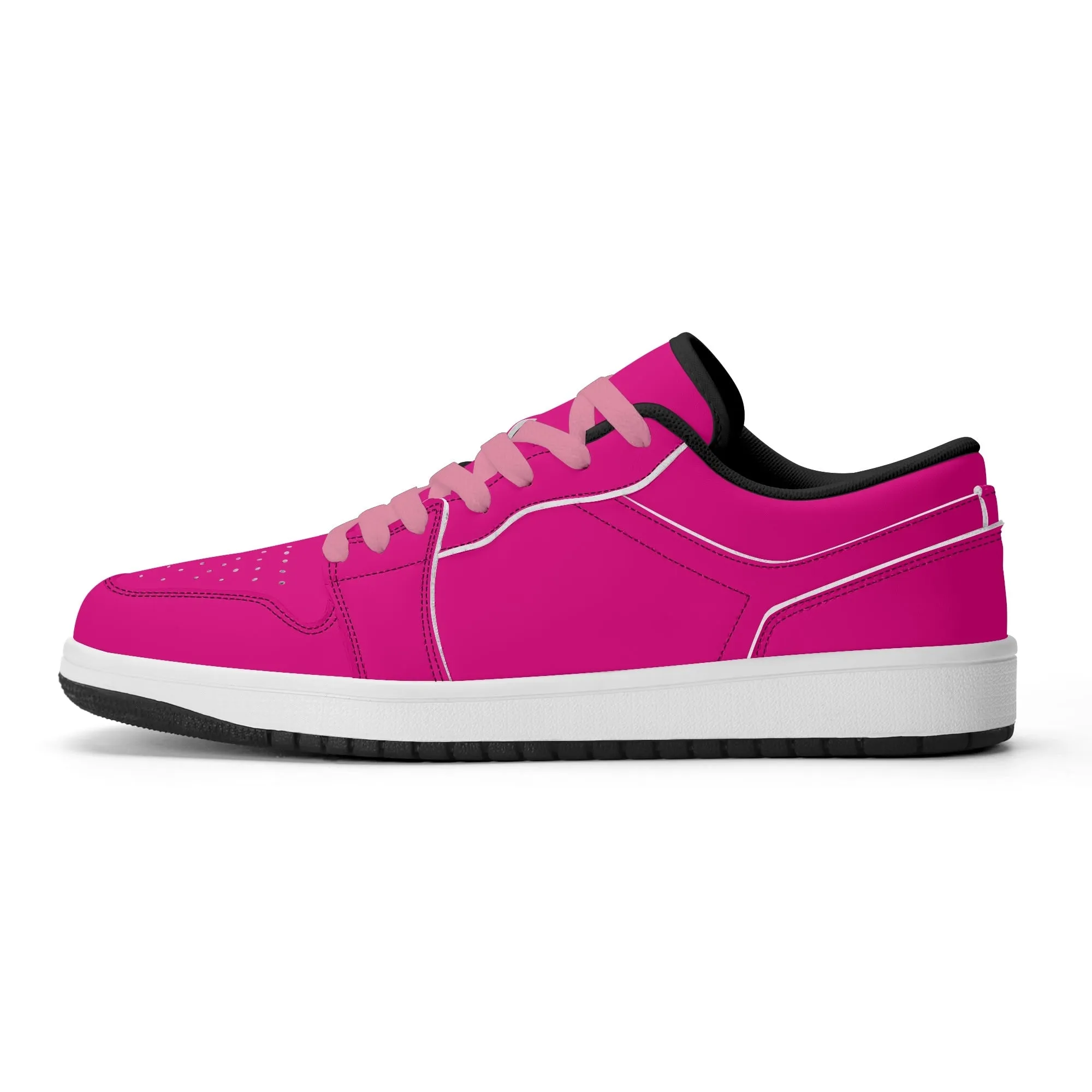 Pinke Low Top Leder Sneaker für Herren