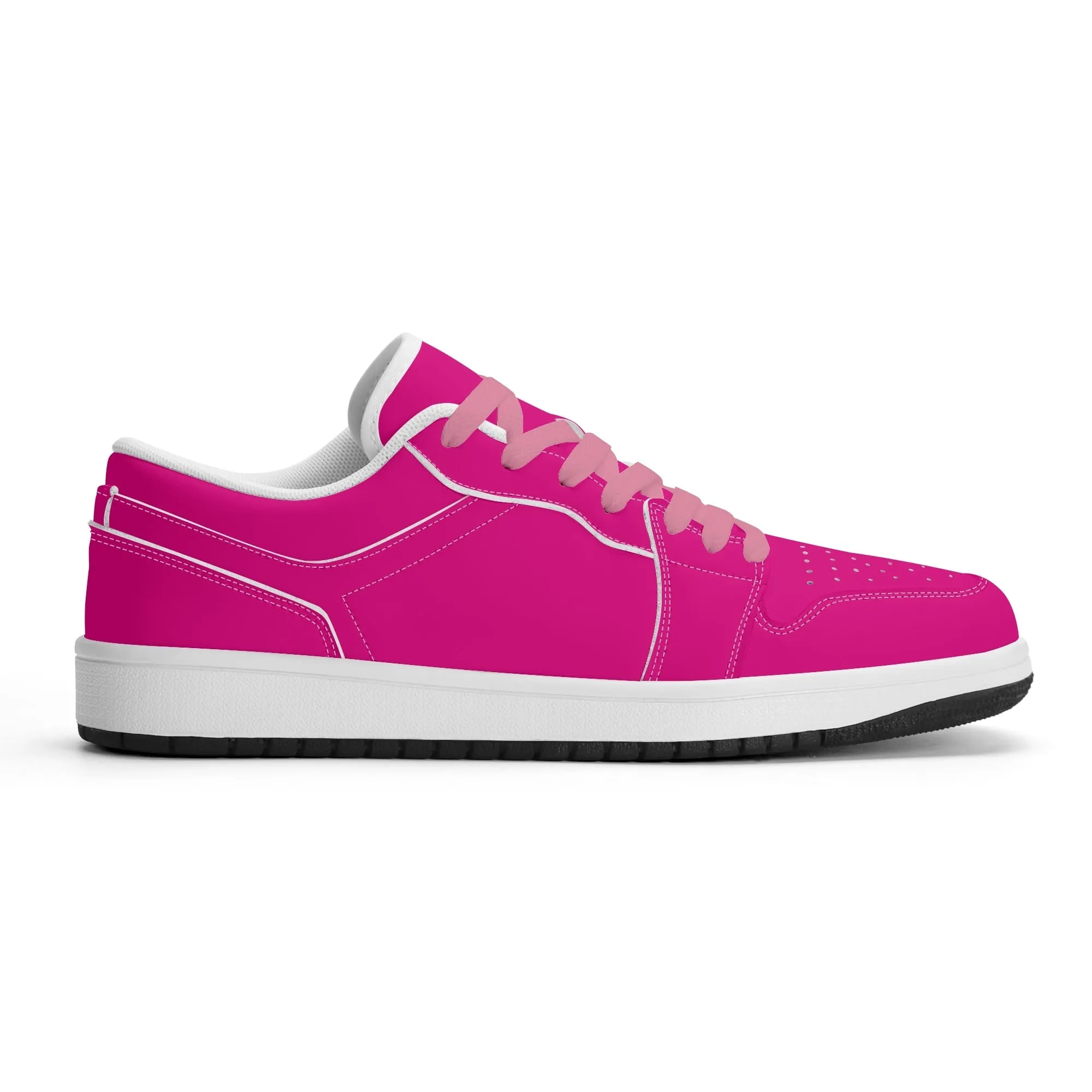 Pinke Low Top Leder Sneaker für Herren