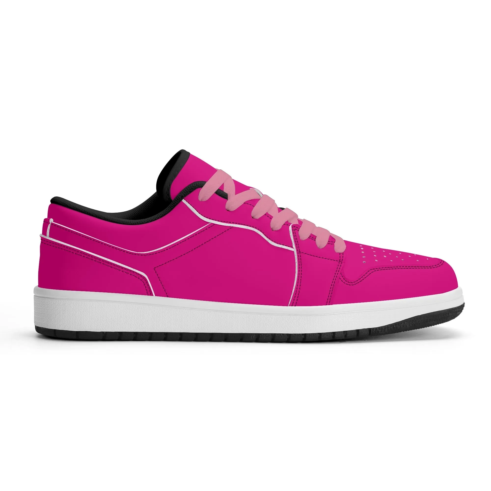 Pinke Low Top Leder Sneaker für Herren