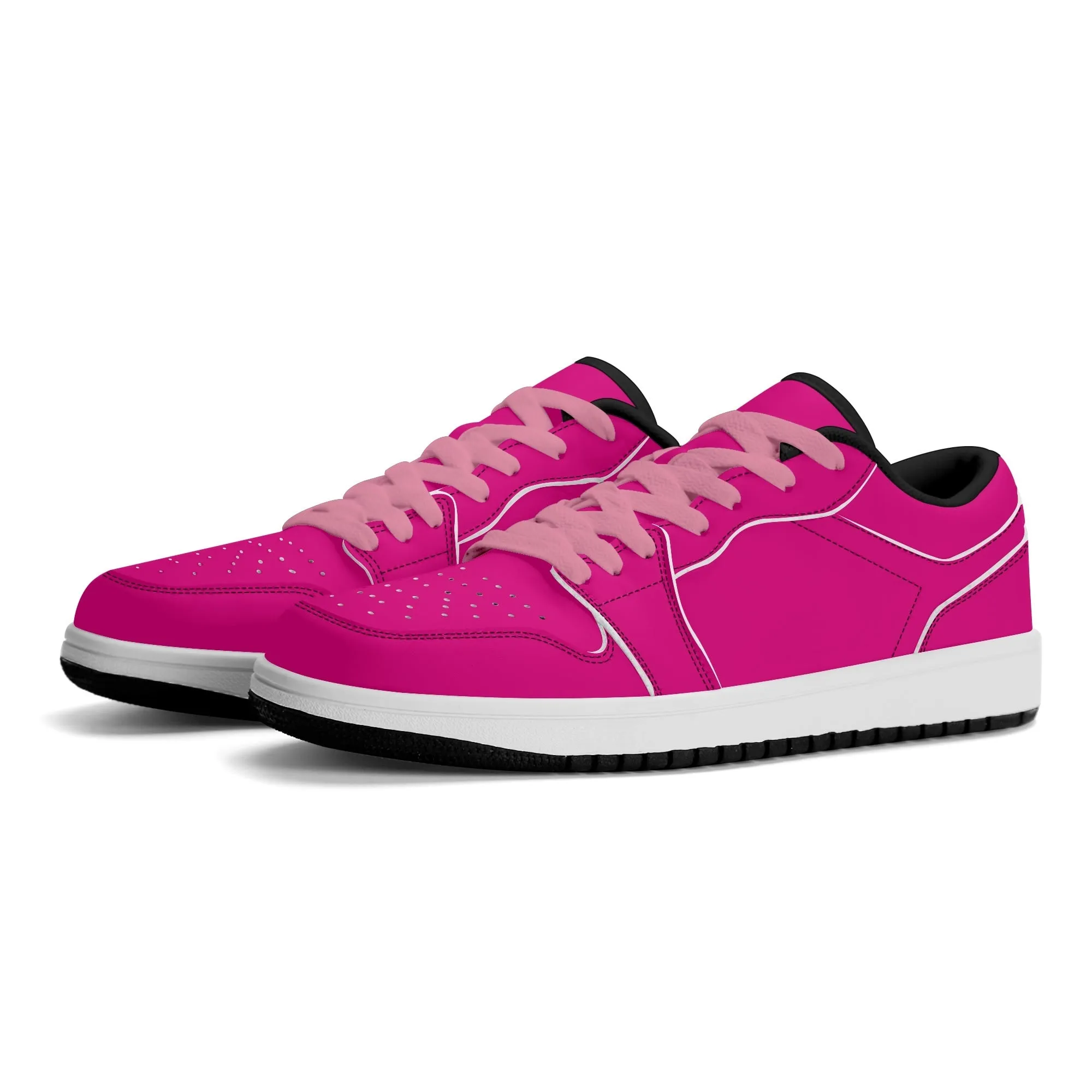 Pinke Low Top Leder Sneaker für Herren