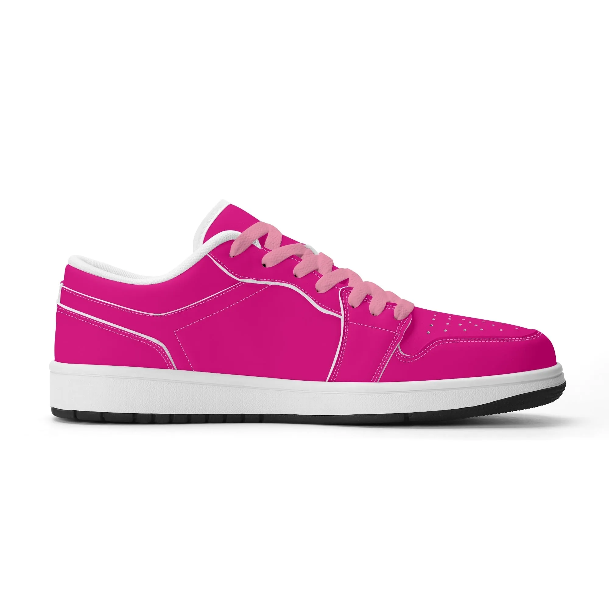 Pinke Low Top Leder Sneaker für Herren