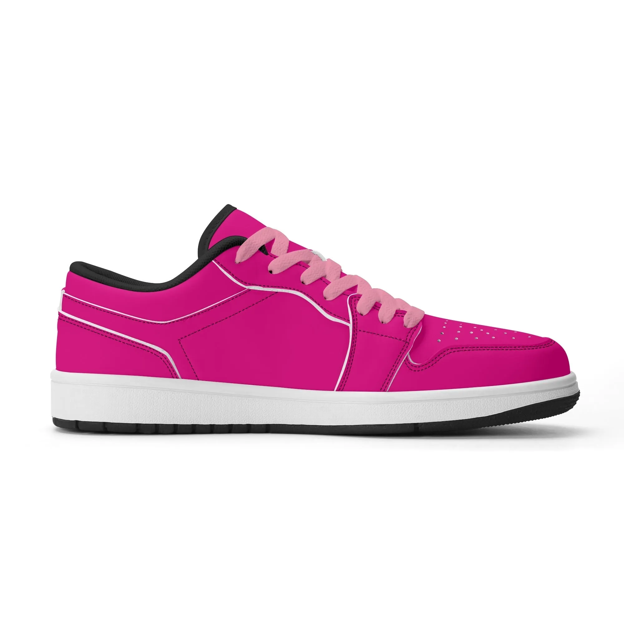 Pinke Low Top Leder Sneaker für Herren