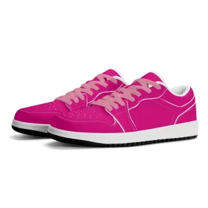 Pinke Low Top Leder Sneaker für Herren
