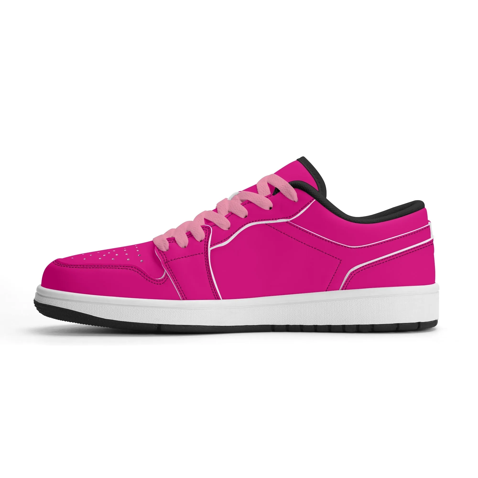 Pinke Low Top Leder Sneaker für Herren