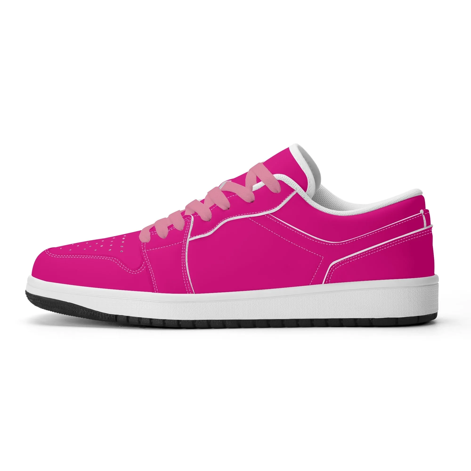 Pinke Low Top Leder Sneaker für Herren