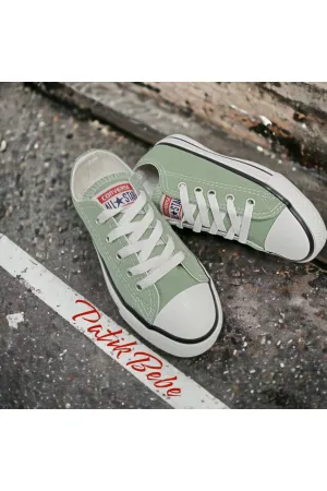 Pistachio Green Short Linen Converse Shoes