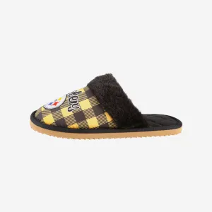 Pittsburgh Steelers Womens Plaid Sherpa Mule Slipper