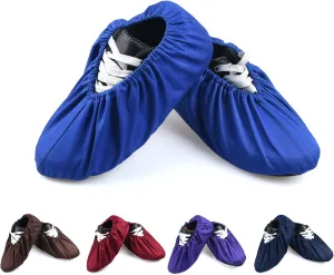 PlasMaller 5 Pairs Non Slip Washable Reusable Shoe Covers Cotton and Polyester for Household Thickened Boot Covers, 5 Colors, L