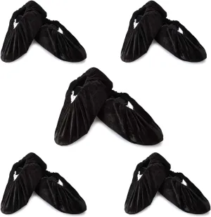 PlasMaller 5 Pairs Non Slip Washable Reusable Shoes Covers For Household Thickened Boots, Black, S