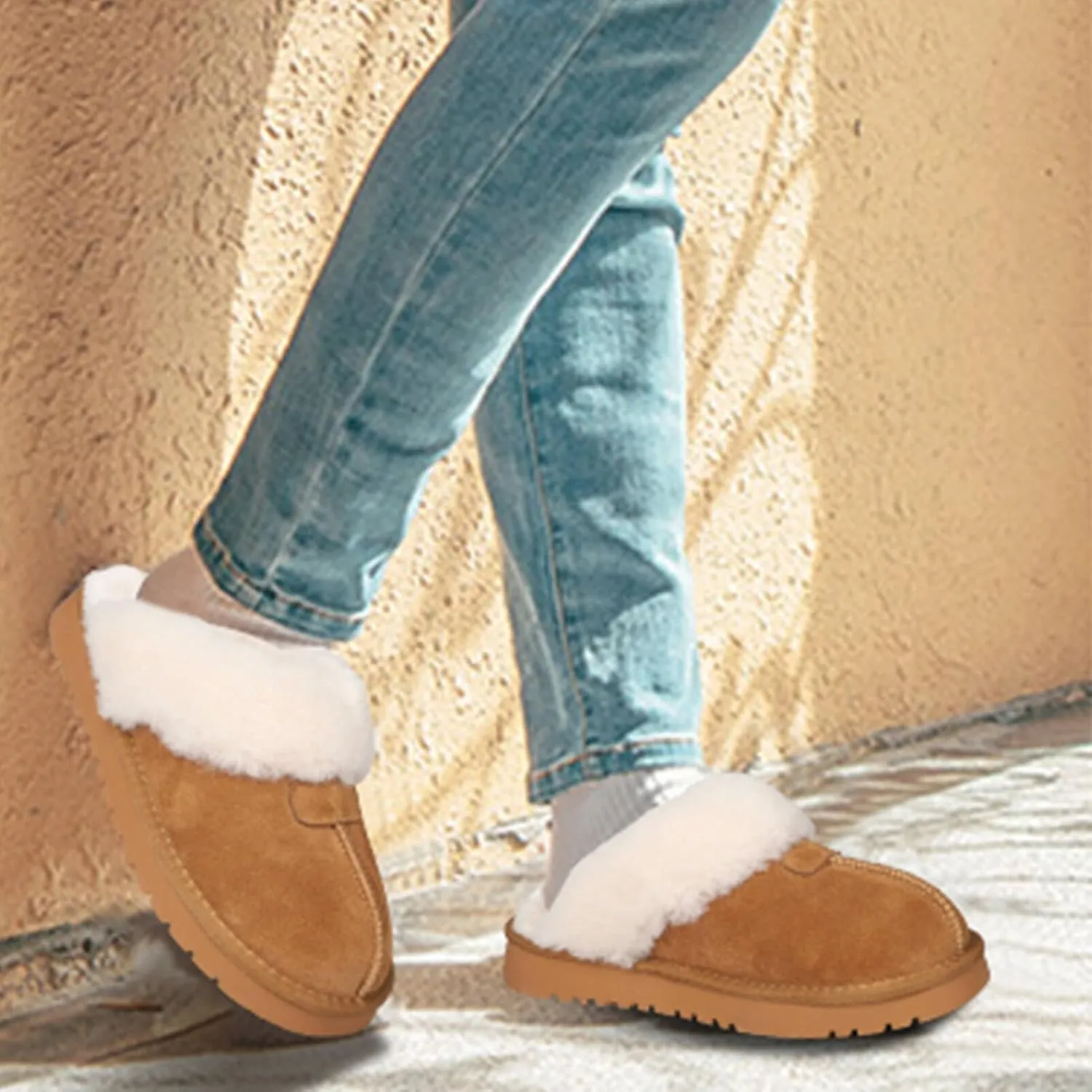 Platform Slippers for Women Warm Shearling Linings Women's Shoe House Slippers Comfortable & Light-Weight