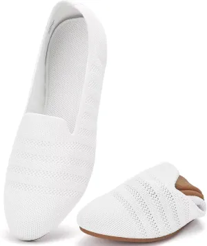 poemlady Women’s Ballet Flat Shoes Dress Shoes Knit Round Toe Slip On Ballerina Walking Flats Shoes for Woman Low Wedge Casual Comfort Soft