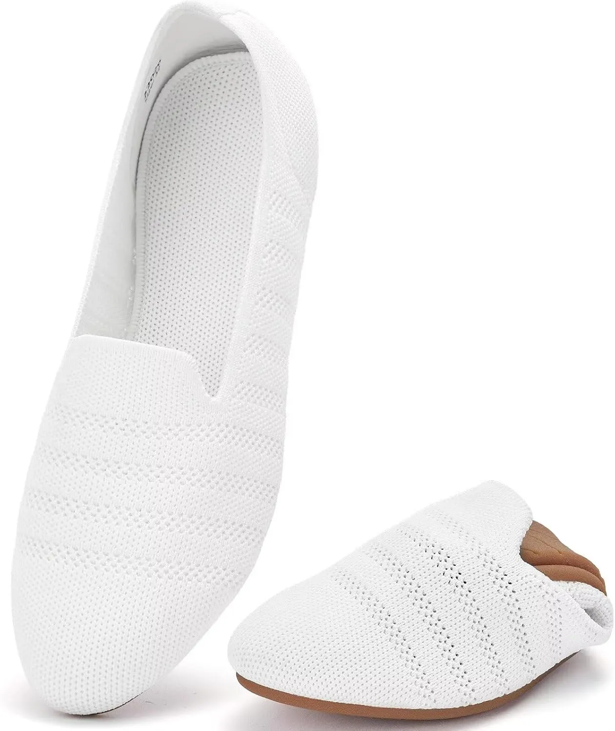 poemlady Women’s Ballet Flat Shoes Dress Shoes Knit Round Toe Slip On Ballerina Walking Flats Shoes for Woman Low Wedge Casual Comfort Soft
