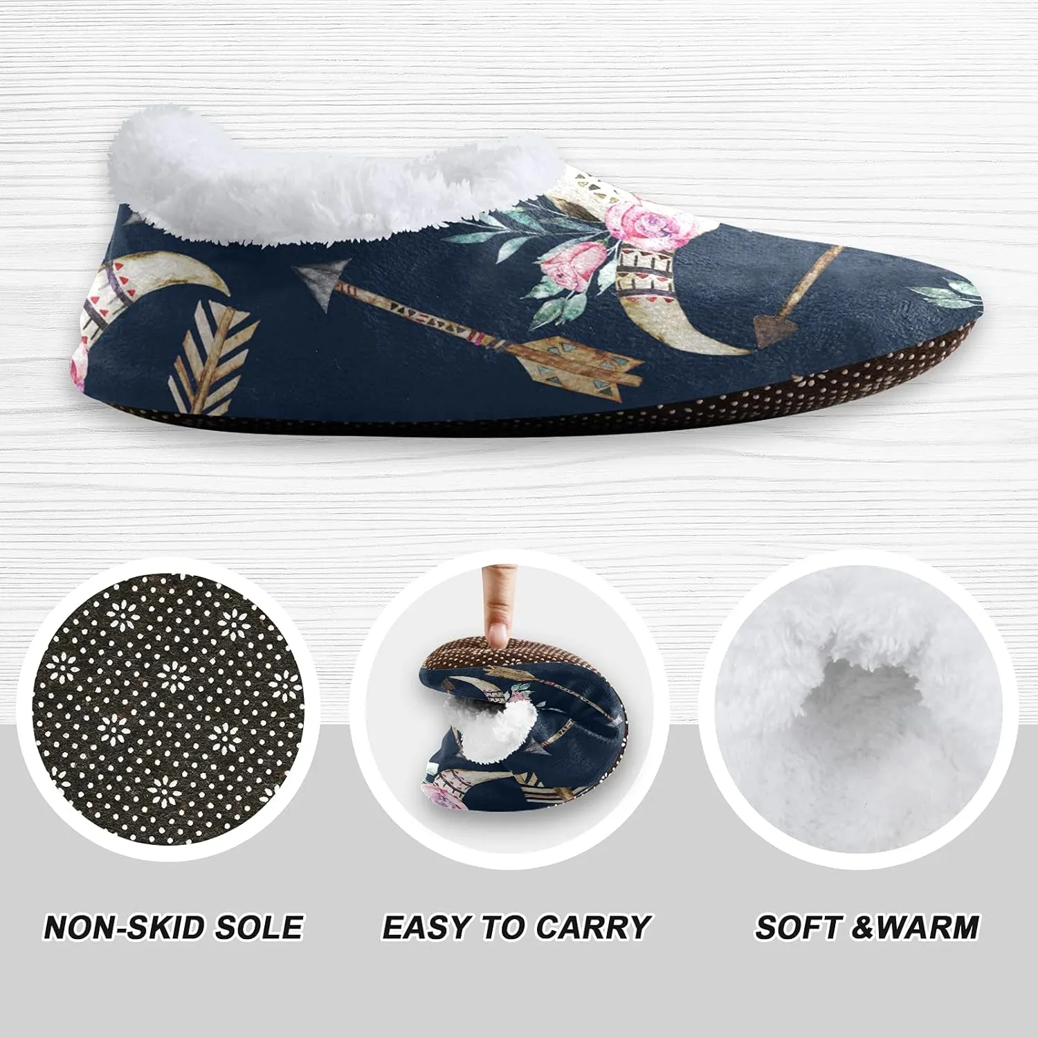 Poeticcity Unisex Fuzzy House Slippers, Warm Fur Lining Shoes, Non-Slip Memory Foam Slippers M-XXL