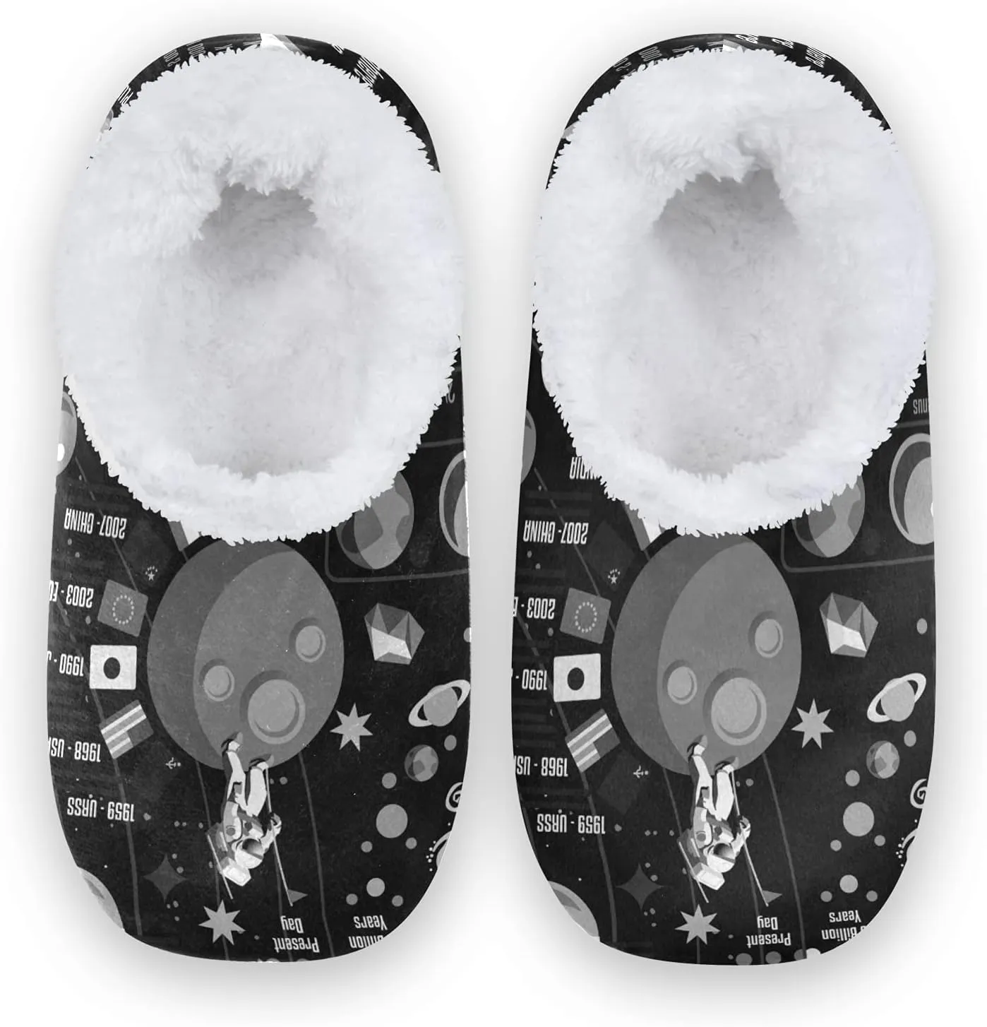 Poeticcity Unisex Fuzzy House Slippers, Warm Fur Lining Shoes, Non-Slip Memory Foam Slippers M-XXL