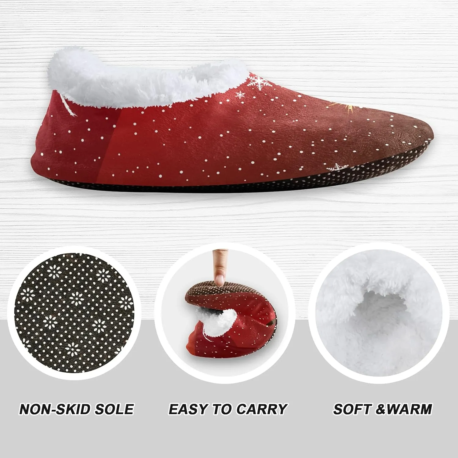 Poeticcity Unisex Fuzzy House Slippers, Warm Fur Lining Shoes, Non-Slip Memory Foam Slippers M-XXL
