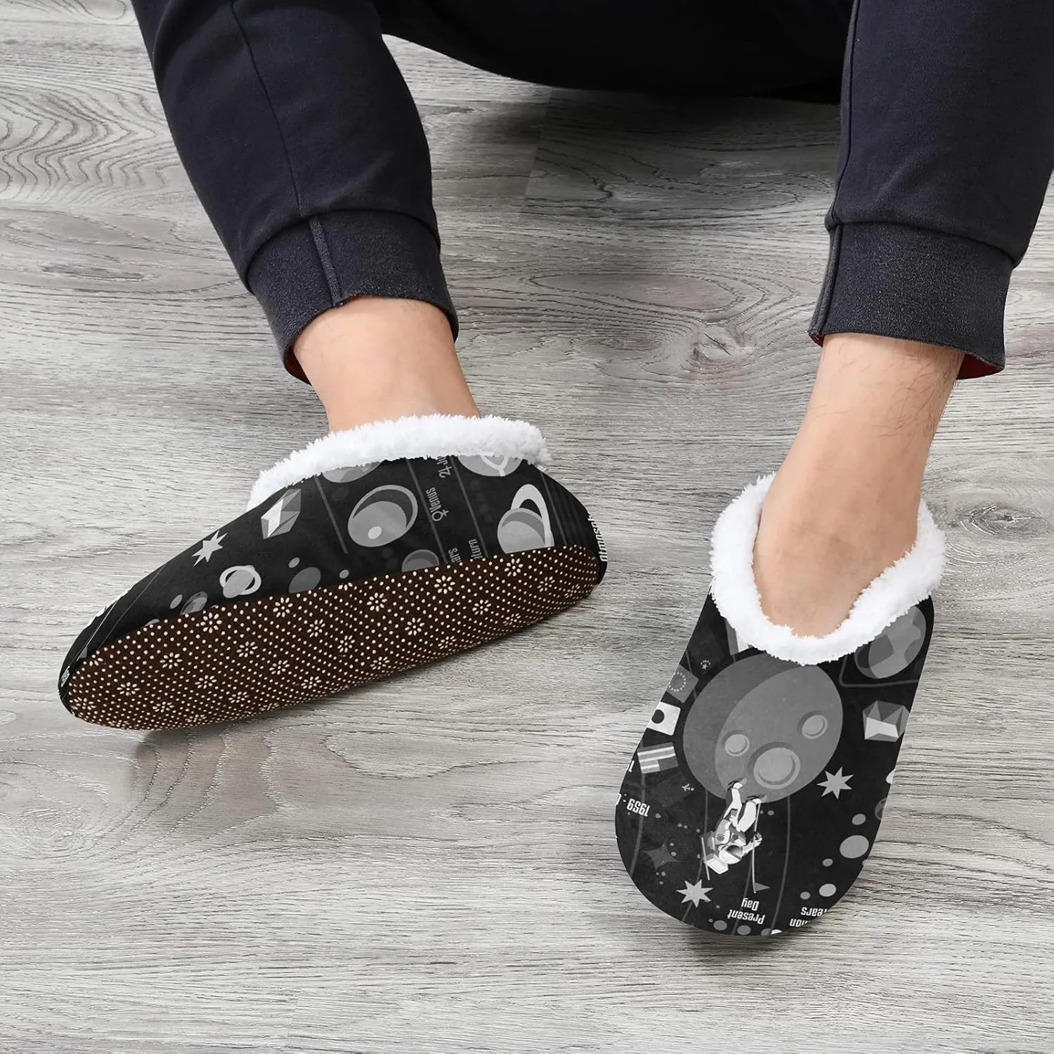 Poeticcity Unisex Fuzzy House Slippers, Warm Fur Lining Shoes, Non-Slip Memory Foam Slippers M-XXL