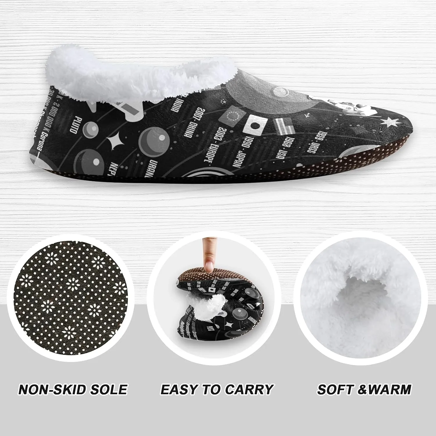 Poeticcity Unisex Fuzzy House Slippers, Warm Fur Lining Shoes, Non-Slip Memory Foam Slippers M-XXL
