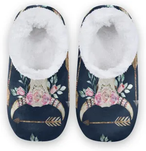 Poeticcity Unisex Fuzzy House Slippers, Warm Fur Lining Shoes, Non-Slip Memory Foam Slippers M-XXL