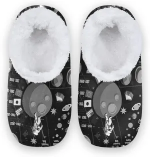 Poeticcity Unisex Fuzzy House Slippers, Warm Fur Lining Shoes, Non-Slip Memory Foam Slippers M-XXL