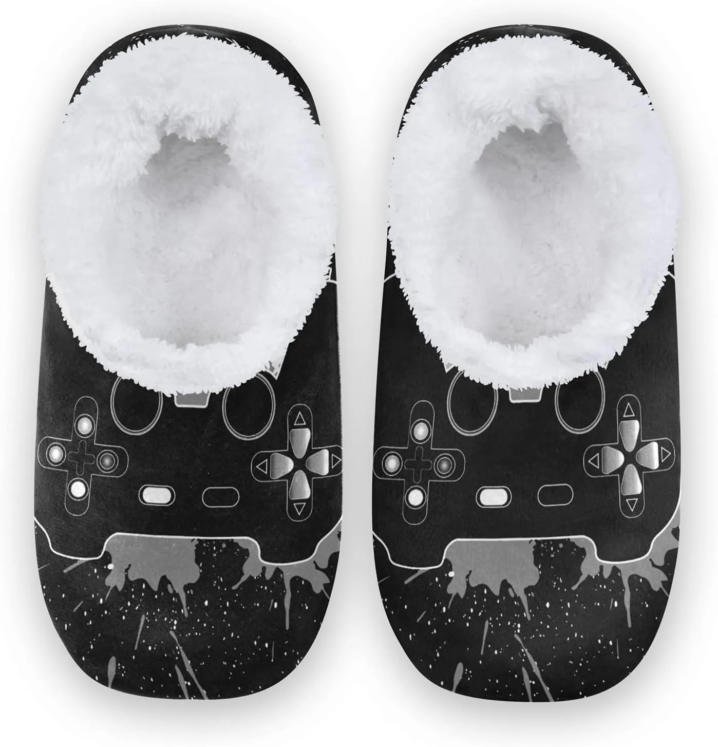 Poeticcity Unisex Fuzzy House Slippers, Warm Fur Lining Shoes, Non-Slip Memory Foam Slippers M-XXL