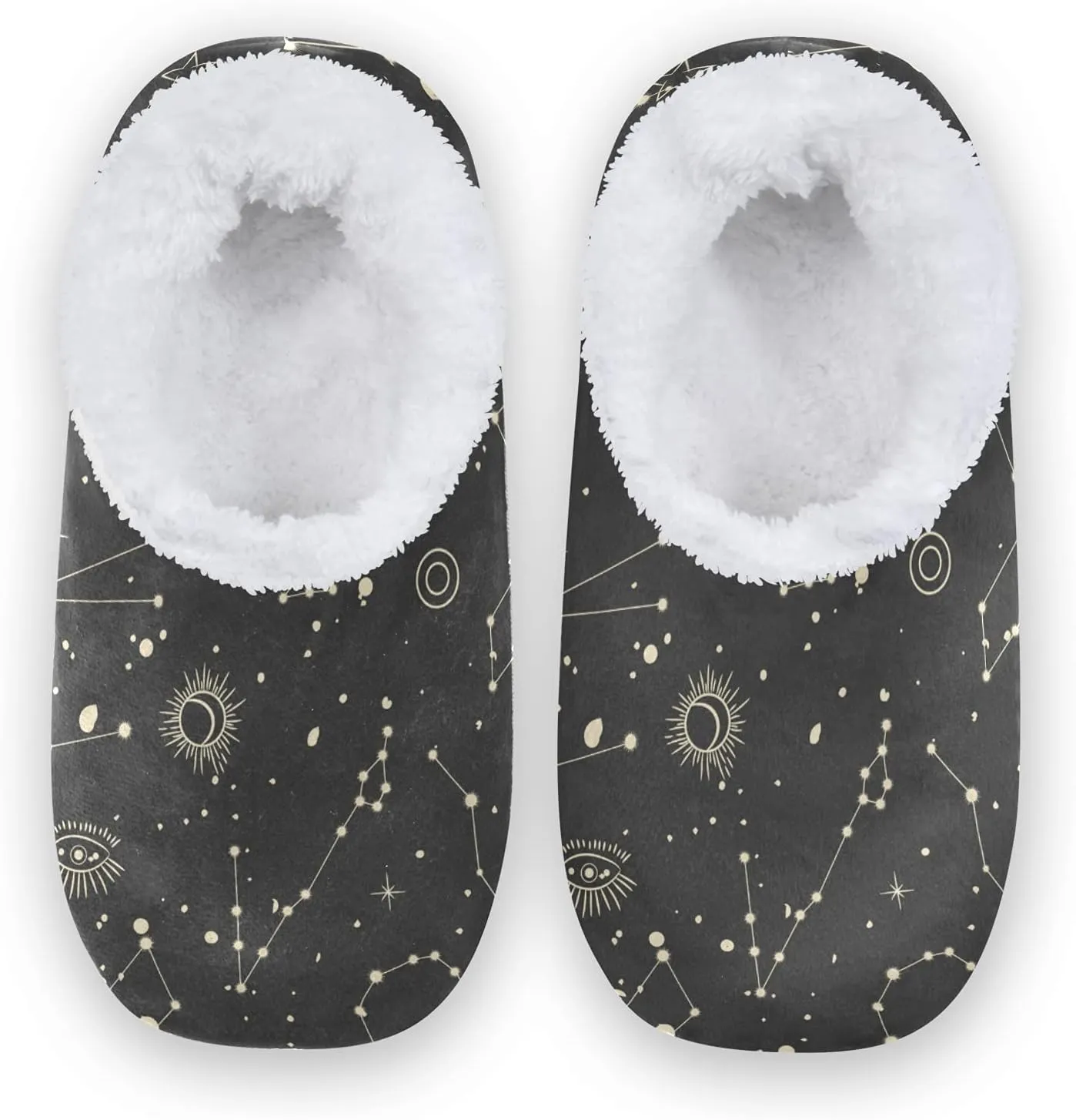 Poeticcity Unisex Fuzzy House Slippers, Warm Fur Lining Shoes, Non-Slip Memory Foam Slippers M-XXL